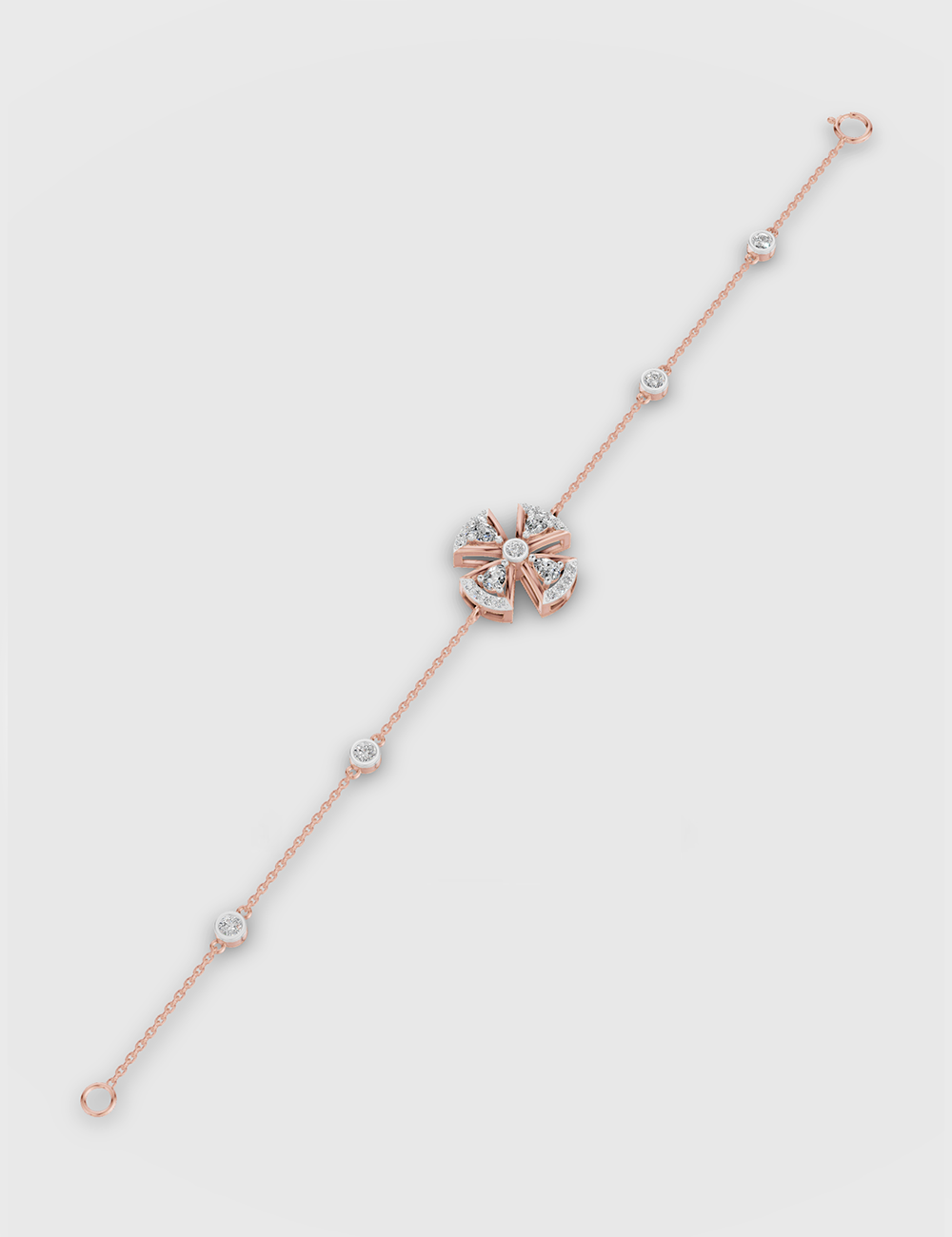 Floral Solitaire Bracelet 75 Cent FG-VVS, Rose Gold, large, image 2