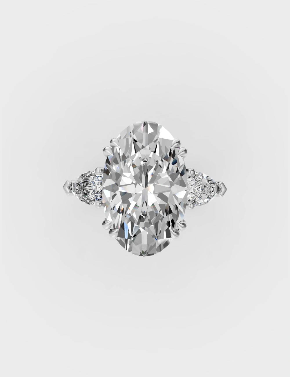Chic Oval & Pear Diamond Ring 6.6 carat FG-VVS, White Gold, large, image 2