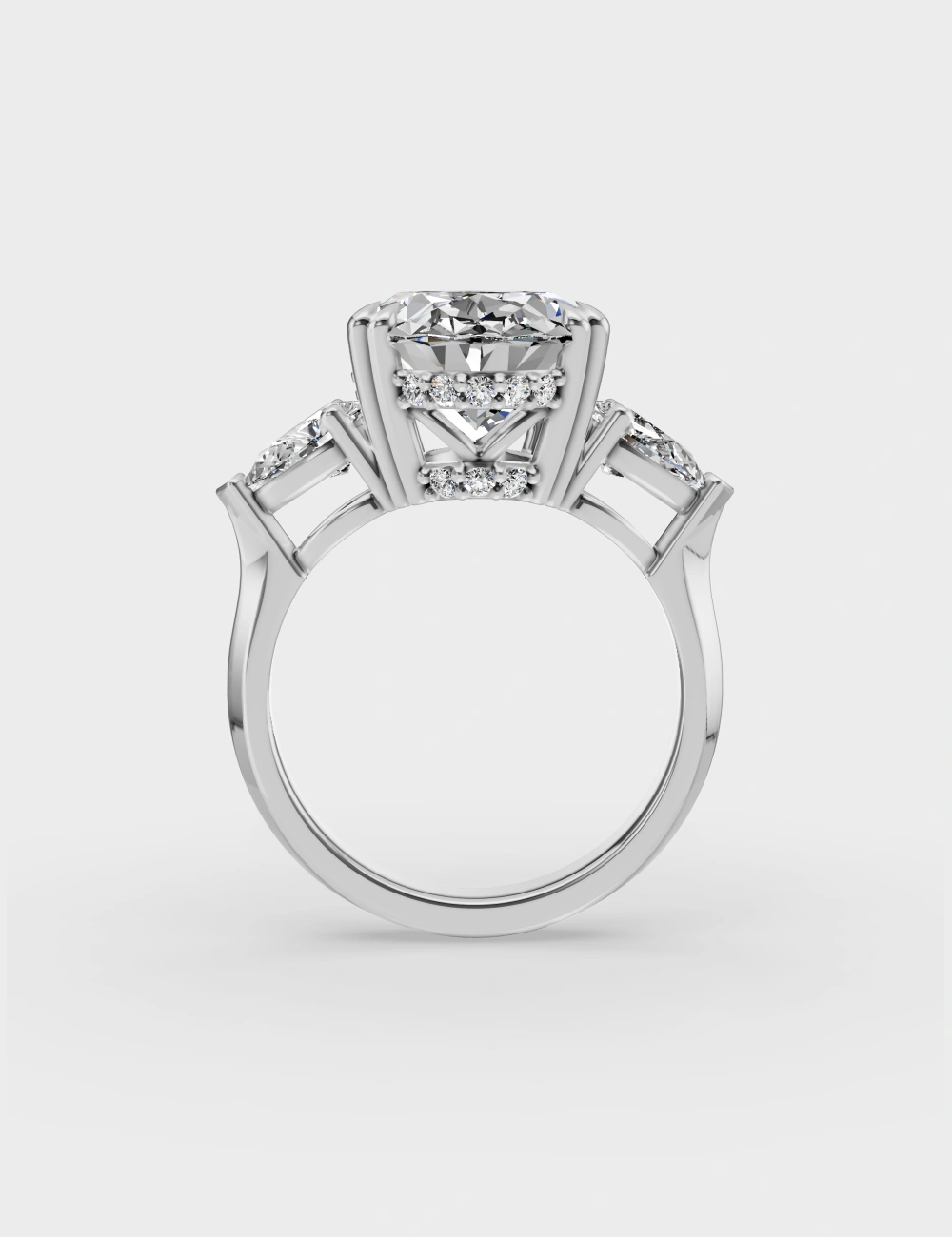 Chic Oval & Pear Diamond Ring 6.6 carat FG-VVS, White Gold, large, image 4