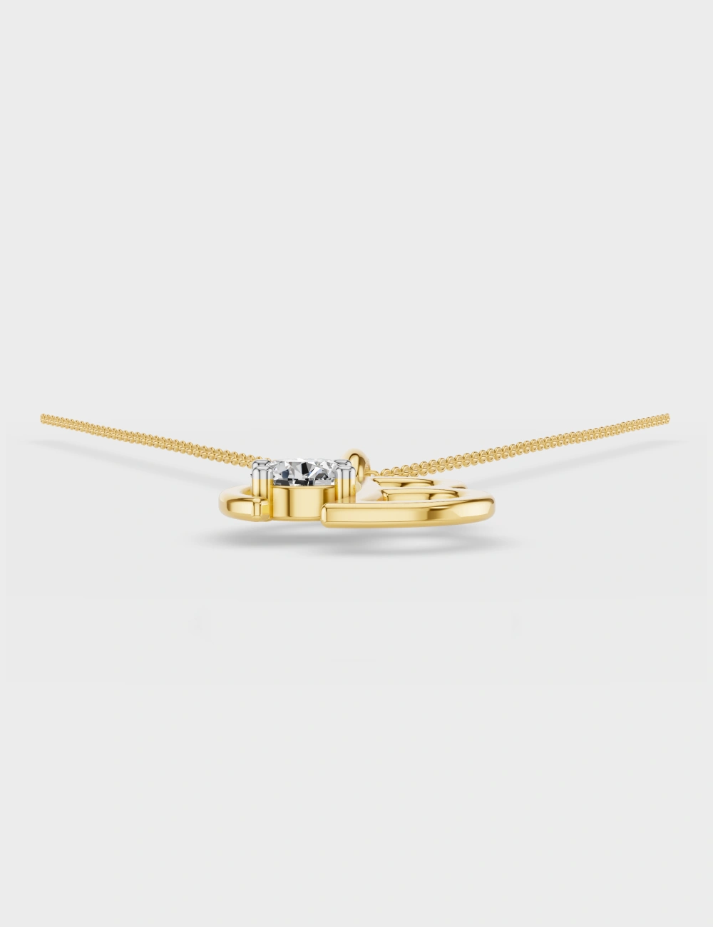 Bejewelled B Diamond Pendant 20 cent FG-VVS, Yellow Gold, large, image 4