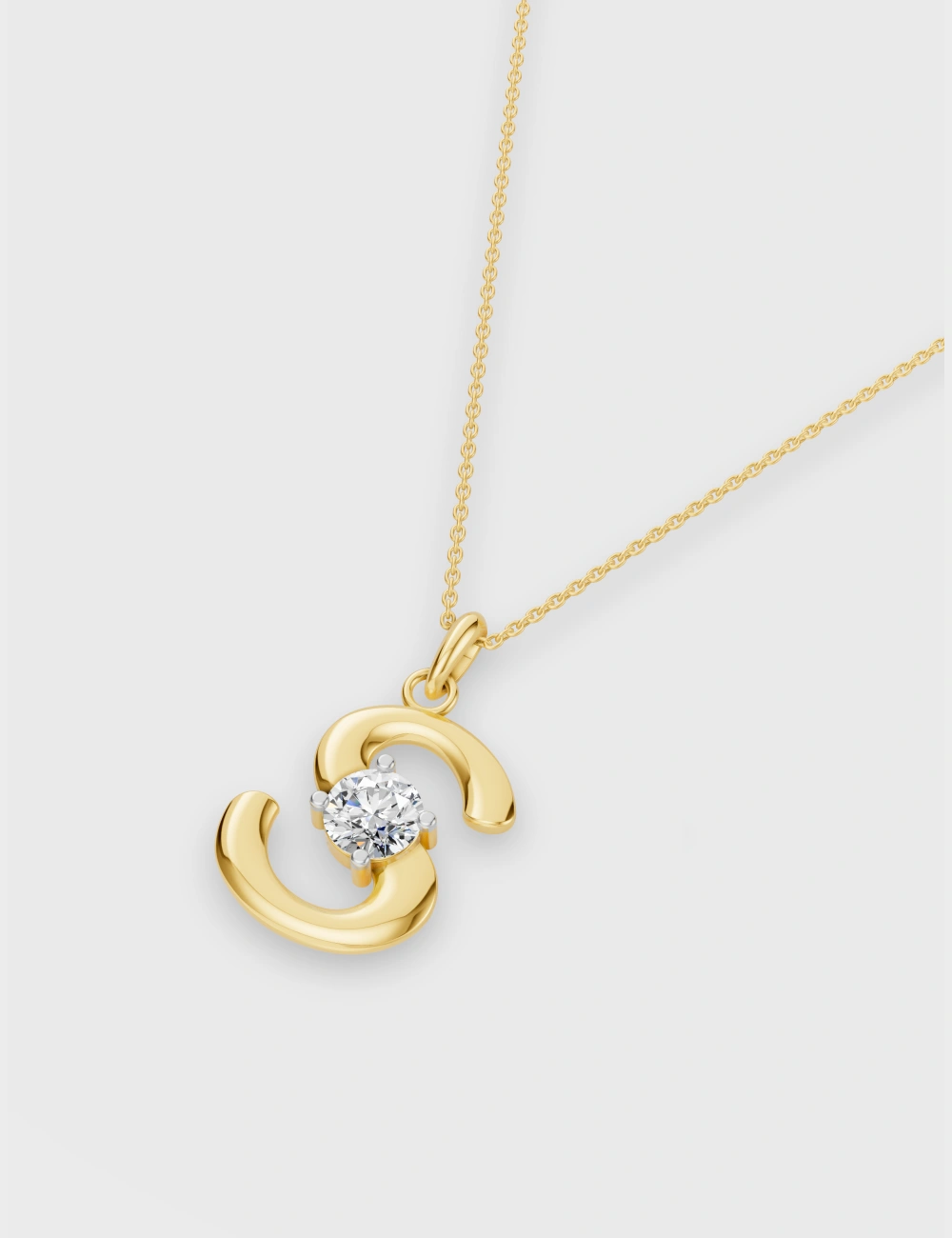 Signature S Diamond Pendant 21 cent FG-VVS, Yellow Gold, large, image 2