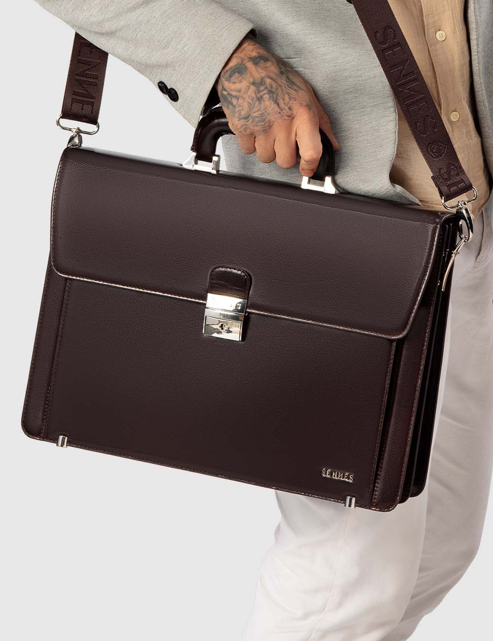 Eterno Laptop Bag, Brown, large, image 4