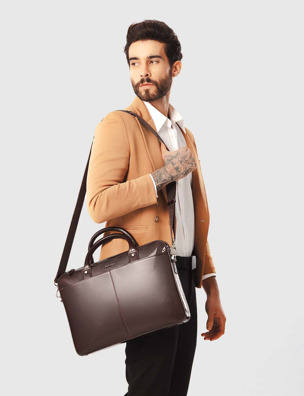 Signorile Laptop Bag, Brooklyn Brown, large, image 3