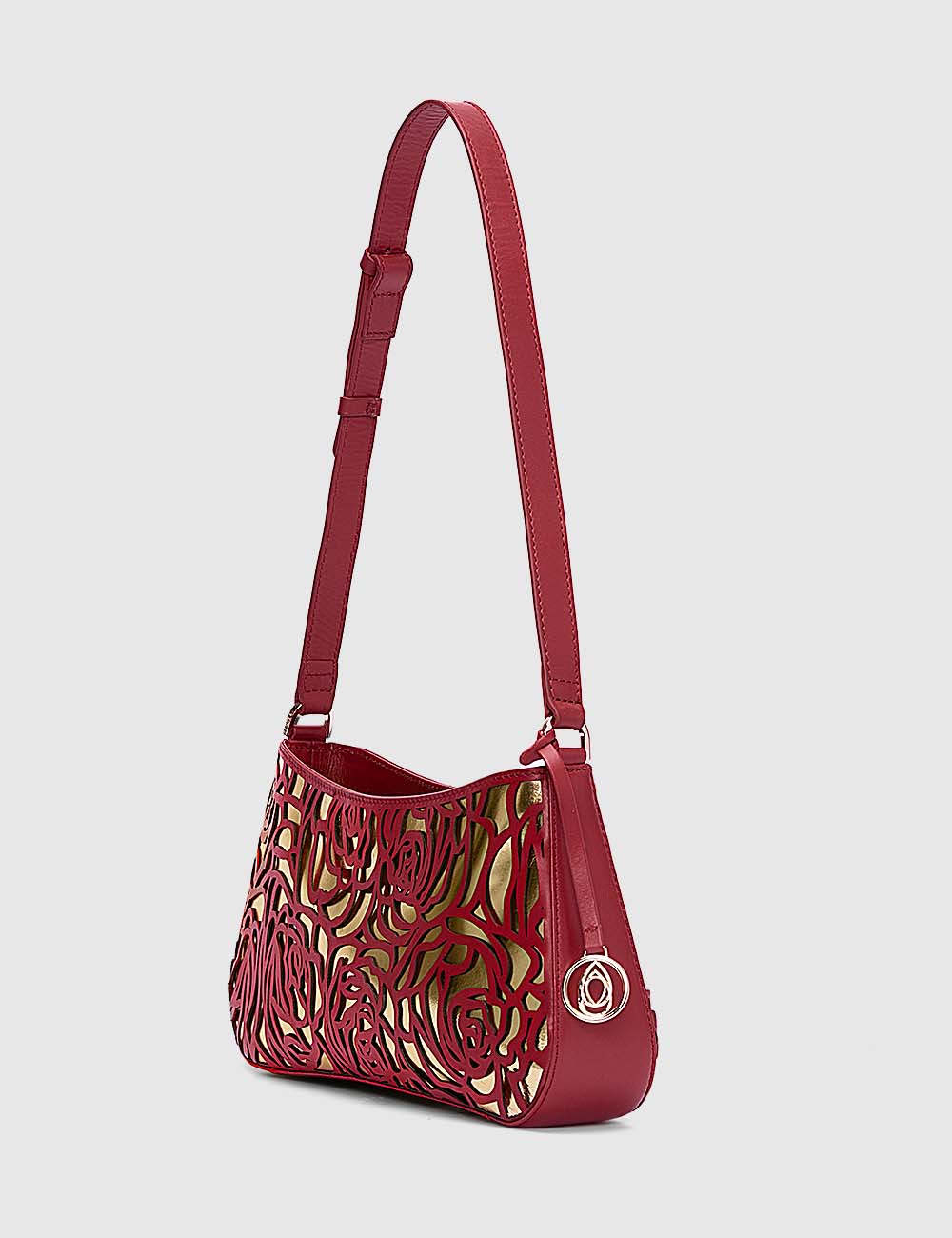 Fiori Shoulder Bag, Red & Gold, large, image 4