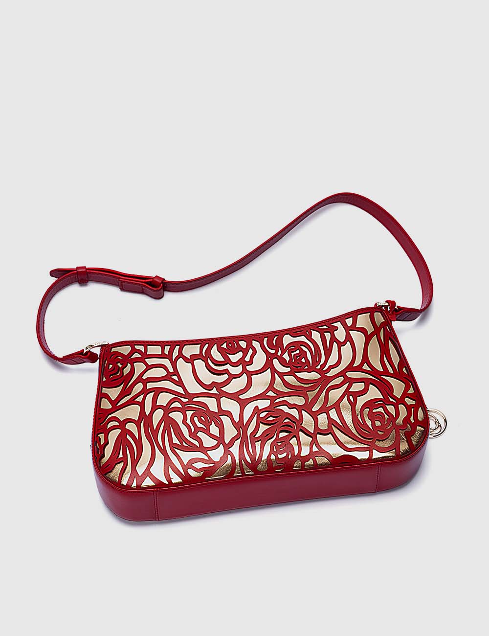 Fiori Shoulder Bag, Red & Gold, large, image 7