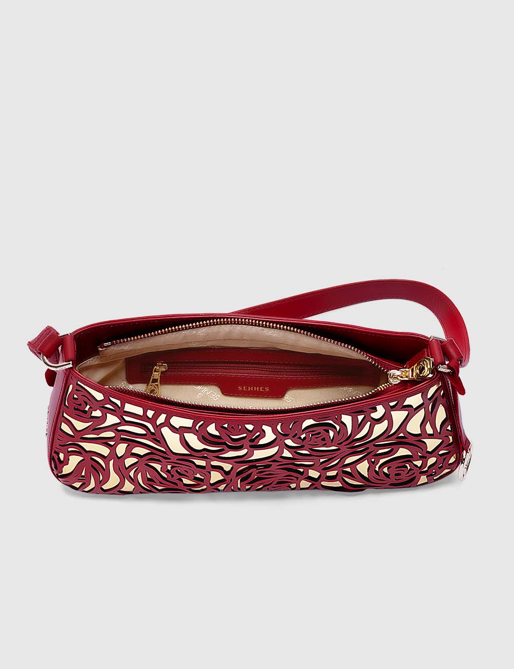 Fiori Shoulder Bag, Red & Gold, large, image 8