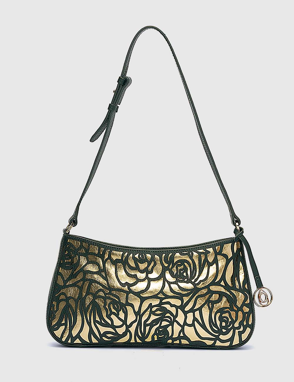 Fiori Shoulder Bag, Green & Gold, large, image 1