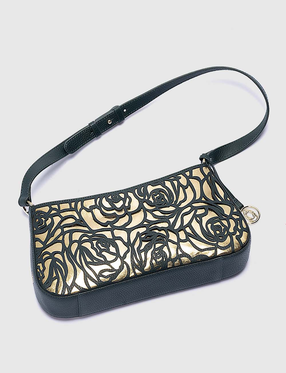 Fiori Shoulder Bag, Green & Gold, large, image 7