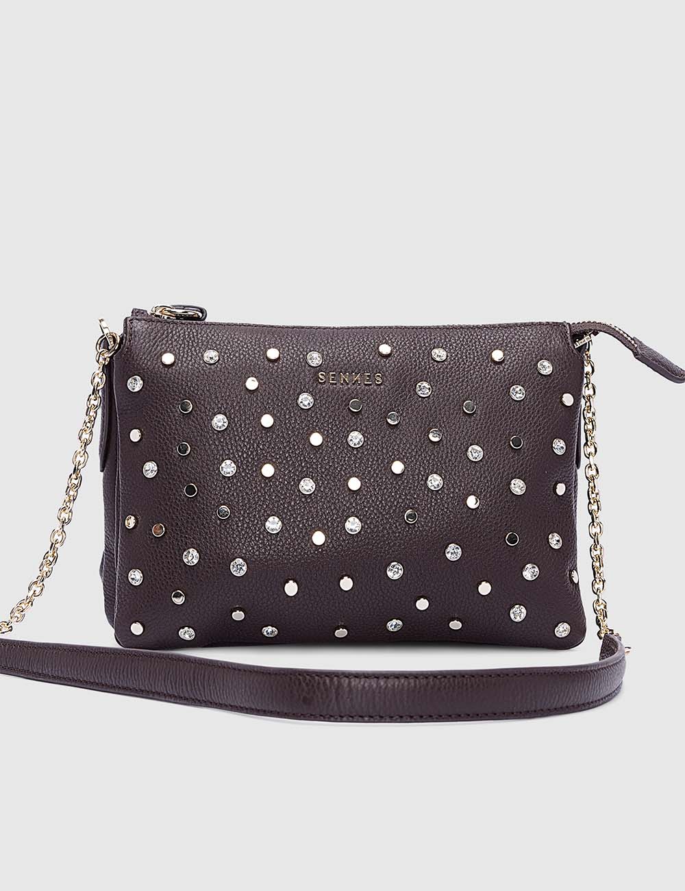 Confetti Crossbody Bag, Dark Brown, large, image 1