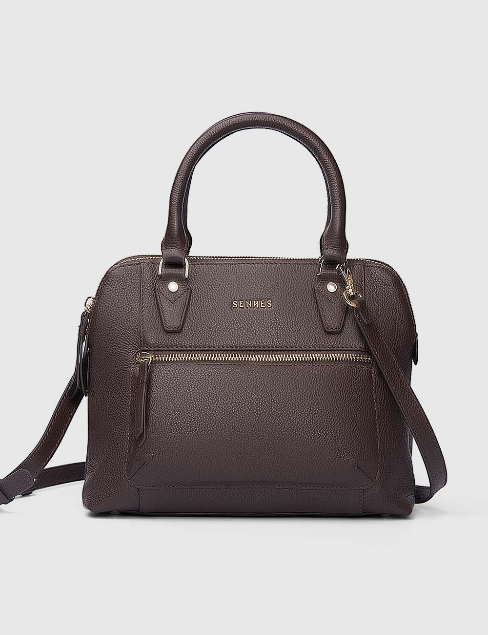 Opera Handbag, Dark Brown, large, image 1
