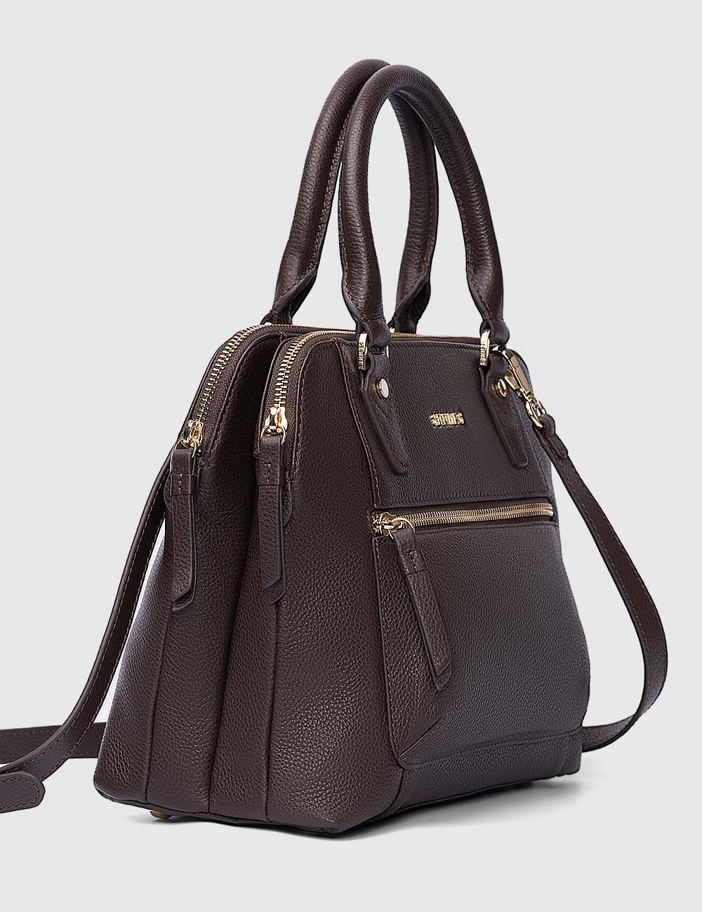 Opera Handbag, Dark Brown, large, image 4