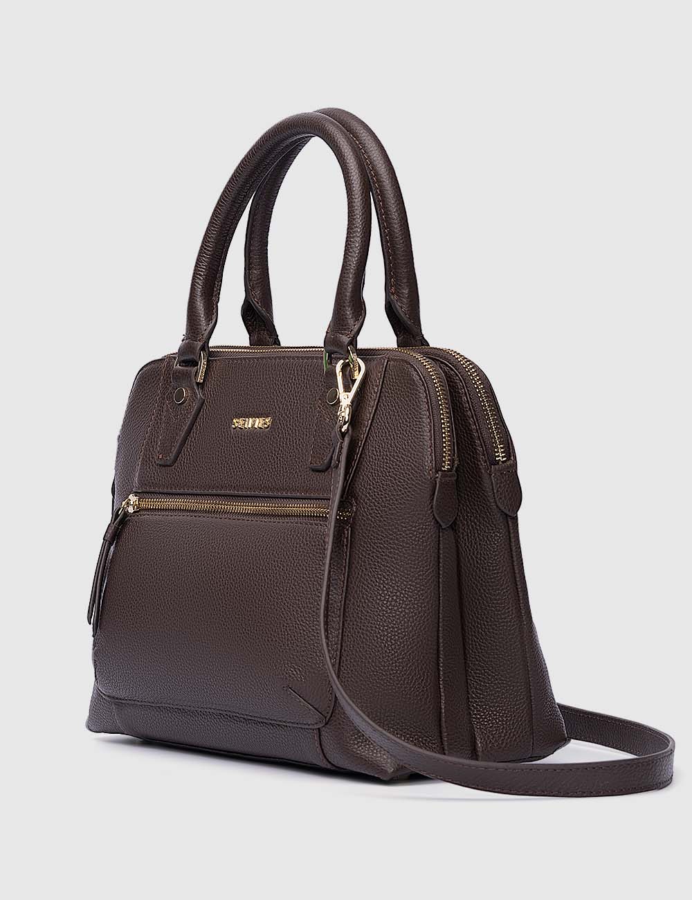 Opera Handbag, Dark Brown, large, image 6