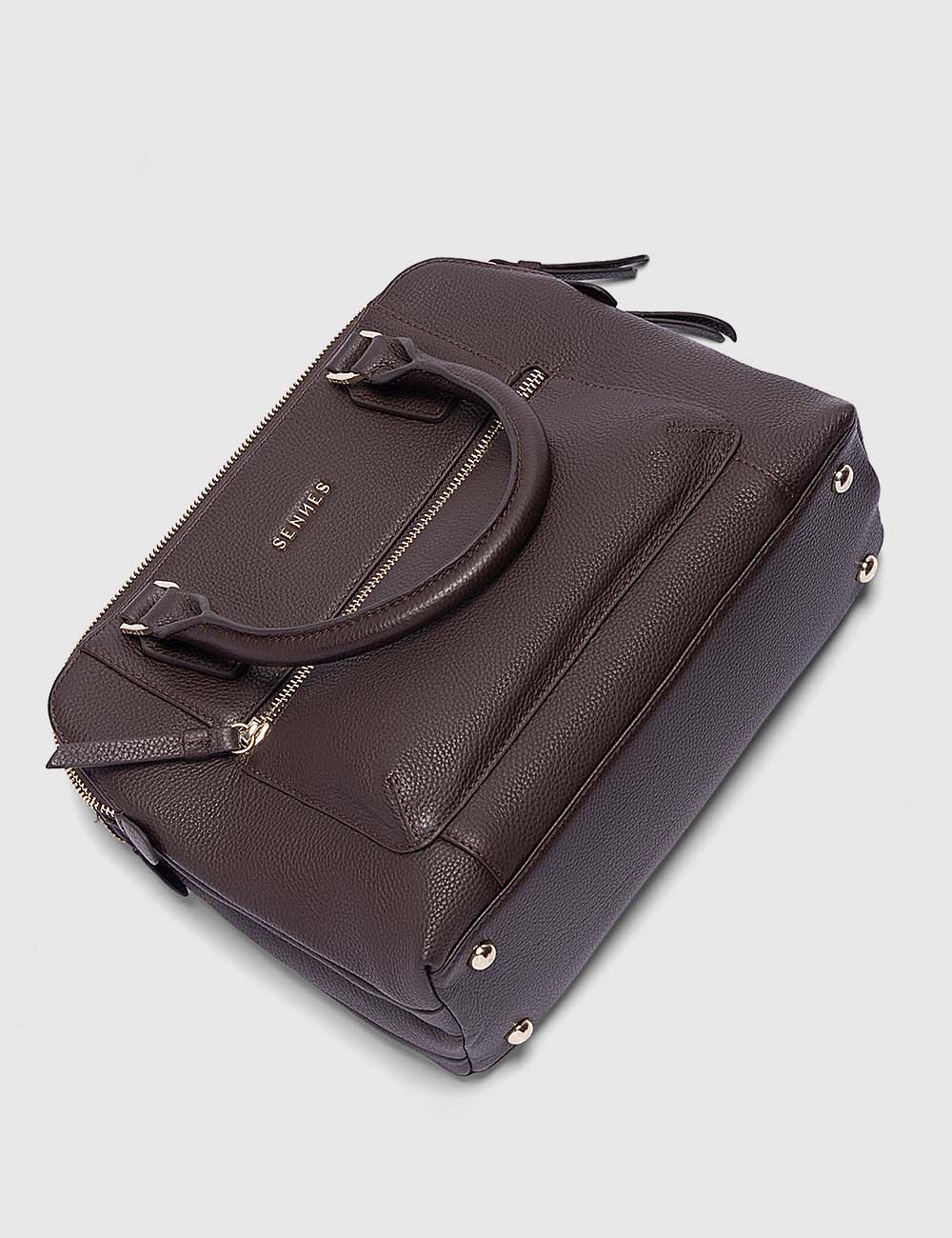 Opera Handbag, Dark Brown, large, image 8